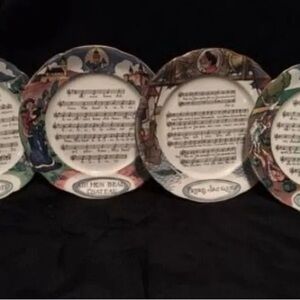 Set of 4 Decorative French Musical Plates Set